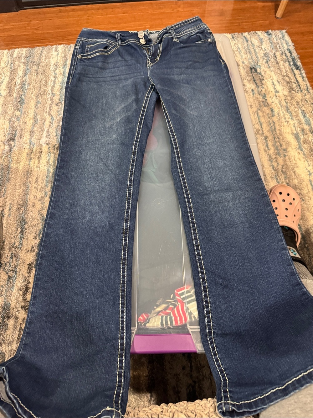 Wallflower Dark Blue Flare Jeans with Contrast Stitching